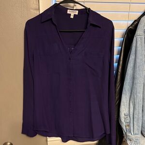 Express Women's Deep Purple Button Down Shirt
